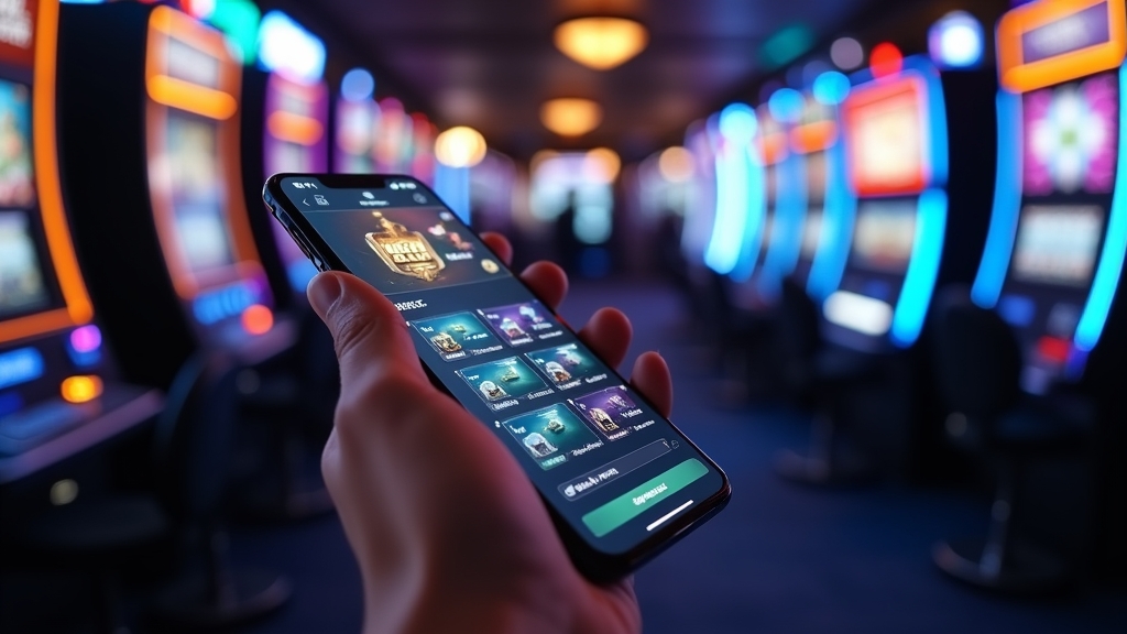 واجهة تطبيق Leonbet السريعة على هاتف داخل كازينو مضاء بالنيون
